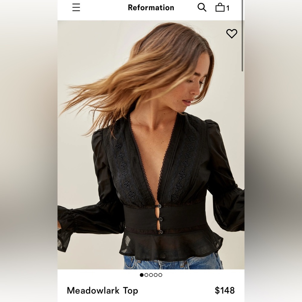 Reformation Meadowlark embroidered blouse